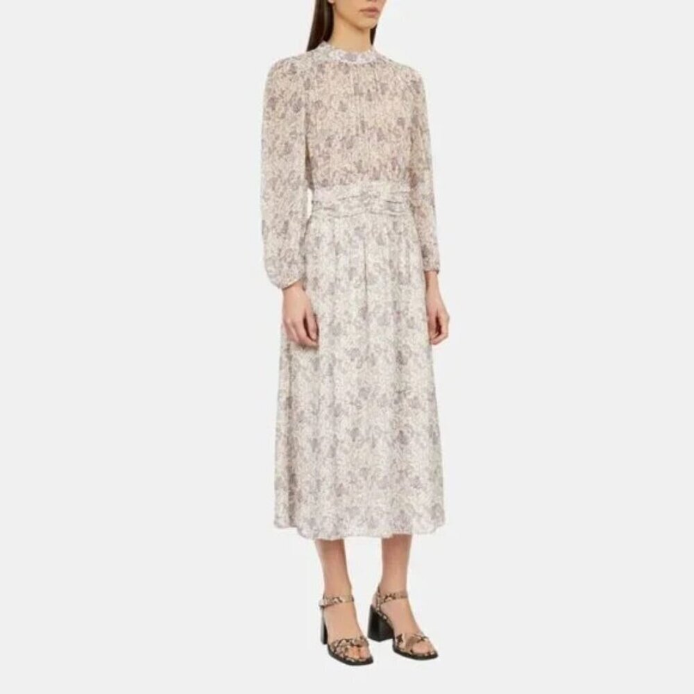 The Kooples Liberty Field Dress Size M NWT Floral Midi Long Sleeve Boho Prairie